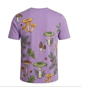 Comfortable <b>Mushroom</b> Pattern Mens Short Sleeve T <b>Shirt</b> Regular Fit O-Neck Casual Cotton Jersey Print Design - Product Image 6