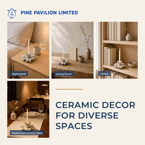 เชิงเทียนเซรามิกรูปดอกไม้ Pine Pavilion สำหรับเทียนแท่ง ตกแต่งบ้านและโต๊ะอาหาร - Product Image 3