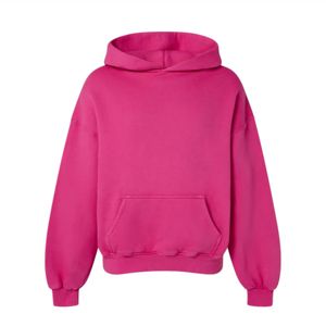 เสื้อฮู้ดฟลีซสีชมพูแบบยูนิเซ็กซ์ ทรงโอเวอร์ไซส์ สวมใส่สบาย มีกระเป๋า ทรงปกติ สีพื้น ผ้าถัก ซิปยาวเต็มตัว - Product Image 1