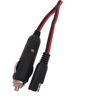 Kabel Harness Sepeda Motor Tahan Air 2 Pin Connector 18 Awg SPT-2 Male Cigarette Plug Kabel Daya Listrik Hitam 300V 610mm