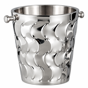 Cubo de Hielo de Acero Inoxidable con Logotipo Personalizado, Enfriador de Vino Metálico con Textura de Panal, Cubo para Champán Plateado para Bares - Product Image 1