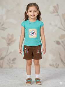 Wholesale Supply Kids Girls Fashion <b>Top</b> And Hot Pant Set Soft Cotton <b>Birthday</b> And Playtime Outfit Available For Sale - Product Image 3