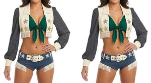 Ensemble d'uniformes de cheerleading rose et blanc avec boléro imprimé étoiles et short, costume adulte - Product Image 5