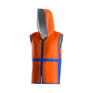 Veste d'entrée de combat orange et bleue sans manches à capuche, gilet de ring, vêtements de boxe personnalisés pour équipe - Product Image 1