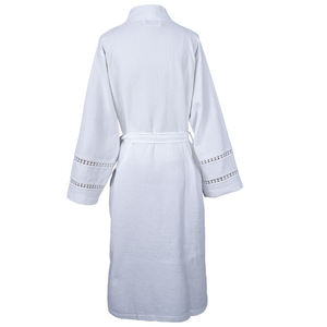 Albornoz de mujer Nesta Sports de alta calidad, 100% algodón, color blanco gofrado, personalizado, súper suave, transpirable, estilo kimono, ropa de dormir gofrada. - Product Image 2