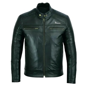 Chaqueta de Cuero Personalizada de Alta Calidad para Hombre, Abrigo Cálido de Invierno, Chaqueta Elegante con Cierre, Cuello Alto, Logotipo Frontal Personalizado, Proveedor al por Mayor - Product Image 1