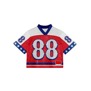 Maillot de football américain surdimensionné et ample, style rétro streetwear, t-shirt en mesh pour homme, streetwear, maillot de football - Product Image 1