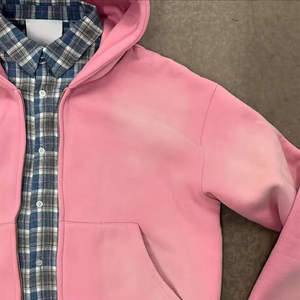 เสื้อฮู้ดดี้สไตล์วินเทจแบบใหม่สำหรับผู้ชาย ตกแต่งด้วยผ้าปะติดปะต่อ ดีไซน์ทำเก่า ผ้าคอตตอนหนา 100% ปักลาย มีซับใน สตรีทแวร์ ทรงโอเวอร์ไซส์ ซิปหน้า - Product Image 2