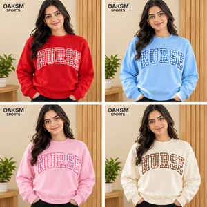 Sudadera de Forro Polar con Cuello Alto y Estampado de Letras de Enfermera Rosa para Mujer, Personalizada con Bordado |   Suéter de algodón grueso para invierno para hermandades - Product Image 5