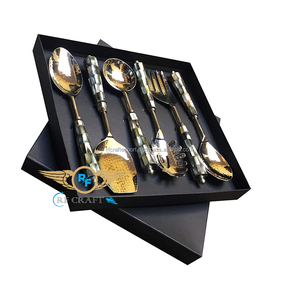 Juego de cubiertos con mango de nácar de alta calidad, 5 uds., con cabeza de acero inoxidable brillante, juego de cubiertos, alquiler de boda de lujo para casas - Product Image 4