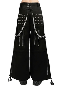 Pantalon cargo large pour homme style punk, taille haute, avec cordon de serrage et décorations rivets et chaînes, mode automne - Product Image 2