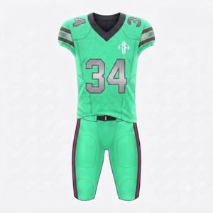 Uniforme de Fútbol Americano Verde con Cuello en V, Estampado Sublimado, Ropa Masculina de Manga Corta, 100% Poliéster, Material de Alta Calidad para Hombre - Product Image 2