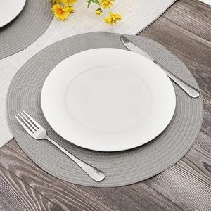 Set di 6 tovagliette rotonde in tessuto spesso da 15 pollici, grigie, intrecciate, per tavolo da pranzo, 6 pollici (Grigio 6) - Product Image 6
