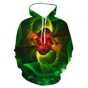 Sudadera con Capucha Negra para Hombre con Estampado de Ondas Rojas y Blancas, Corte Regular, Estilo Casual, Impresión por Sublimación, Algodón de Alta Calidad - Product Image 6