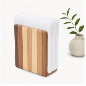 Premium Handmade Multi-Tone Striped <b>Wooden</b> Napkin Holder For <b>Dining</b> <b>Table</b> Eco-Friendly <b>Rustic</b> Vertical Tissue Stand For Kitchen - Product Image 6