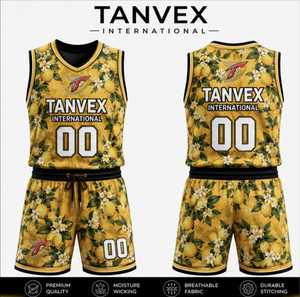 ชุดบาสเก็ตบอล TANVEX International แบบเสื้อและกางเกง ผ้าโพลีเอสเตอร์ 100% ระบายอากาศได้ดี ซับเหงื่อ แห้งไว คอวี แขนกุด ปรับแต่งได้ - Product Image 2