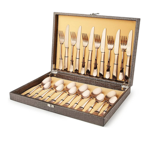 ชุดช้อนทองเหลือง 24 ชิ้น ภาชนะใส่อาหารรักษ์โลก สำหรับงานเลี้ยง ชุดครัวสไตล์ยุคกลาง ช้อนทองเหลือง ราคาดีที่สุด - Product Image 1