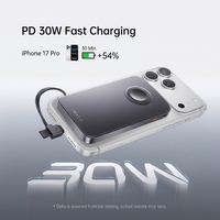 Chargeur sans fil magnétique 3-en-1 10000 mAh, batterie externe haute capacité avec câble intégré et écran LED pour iPhone 17, AirPods, iWatch