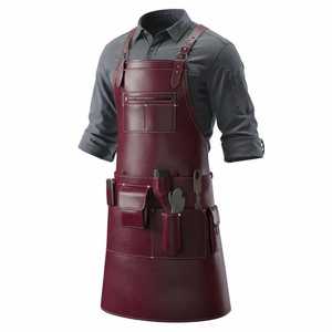 Tablier en cuir véritable de qualité supérieure pour la cuisine, le barbecue et le travail en cuisine, avec logo personnalisé, bretelles réglables, fournisseur en gros LPN-0204 - Product Image 1