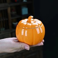 Pot en céramique avec couvercle en forme de citrouille, pot à thé, récipient de stockage alimentaire, boîte à bonbons, boîte à biscuits pour café, sucre, thé, farine et plus encore