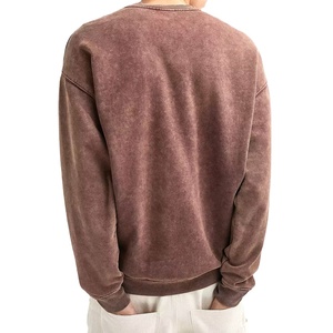 Sweat-shirt unisexe délavé à l'acide pour homme, 100 % coton, col rond, épais, coupe oversize, basique, 2026 - Product Image 3
