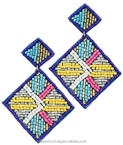 Pendientes de declaración con cuentas geométricas Boho Square Seed Bead Dangle Jewelry para mujeres Party Festival Venta al por mayor Estilo hecho a mano - Product Image 1