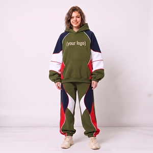 Conjunto Deportivo Personalizado, 59% Poliéster, 41% Algodón, Estilo Holgado, 2 Piezas, Sudadera con Forro Polar, Bordado de Moda, Invierno - Product Image 1