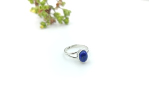 Natural <b>Lapis</b> <b>Lazuli</b> Oval Gemstone Bezel Setting <b>Ring</b> 925 Sterling Silver Handmade Minimalist Wedding & Party Unisex Jewelry - Product Image 2