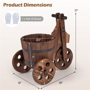 Fioriera Decorativa in Legno Stile Rustico con Bordo in Metallo Rinforzato e Vaso Decorativo con Bordo in Metallo per Drenaggio - Product Image 5