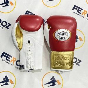 No Boxing No Life Leather Boxing Gloves Purple Gold Lace-Up Wrist Closure Professional Gym Boxing Sparring For Adult Training - Product Image 6