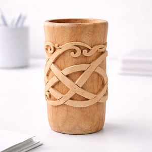 Taza de Madera Tallada a Mano de Estilo Nórdico, Autoadhesiva para las Celebraciones de Diwali y Ramadán - Product Image 1