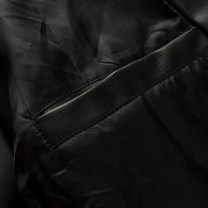 Blouson Bomber en Cuir Noir pour Homme, Style Moto Biker, Col Rabattu, Fermeture Éclair, Coupe Slim, Longueur Standard, Couleur Unie - Product Image 6