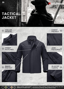 Chaquetas de Invierno Personalizadas para Hombre, Uniformes Cortavientos de Softshell con Cierre de Cremallera, Abrigo Largo Impermeable para Senderismo con Forro de Malla - Product Image 3