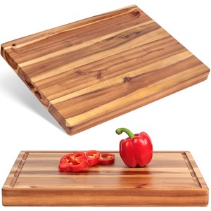 Wholesale Teak Wood Professional <b>Thick</b> Butcher Board with Stainless Steel <b>Ring</b> - Product Image 3