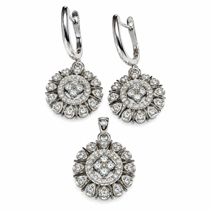 Moissanite Jewelry <b>Set</b> Pendant and Earring in 925 Sterling <b>Silver</b> Rhodium Plated Luxury Jewelry for Women - Product Image 1