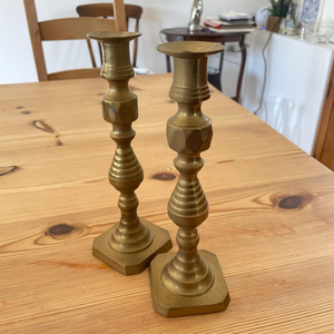 Pair of 8 Inch Beehive <b>Brass</b> <b>Candlestick</b> Holders Decorative <b>Brass</b> Taper Candle Stands <b>Antique</b> Style Tabletop Candle Holders - Product Image 5