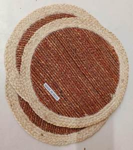 Handmade natural jute silk round <b>placemat</b> with cream cotton rope center for modern bohemian tables & silk table center jute mat - Product Image 4