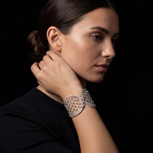 Bracelet en diamant platine, taille brillant rond, naturel, luxe, bijoux de mariage pour femme - Product Image 1