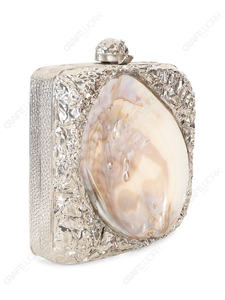 Bolso de Mano de Nácar Orgánico con Marco de Metal Plateado Texturizado, Minaudière de Lujo para la Noche, para Compradores Mayoristas OEM - Product Image 2