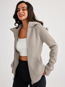 Sudadera con Capucha y Cierre Completo para Mujer, Corte Regular, Color Sólido, Tejido de Algodón y Fibra de Bambú, Ropa de Otoño - Product Image 4