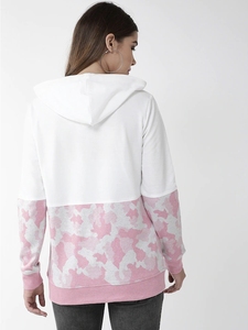 Sweat-shirt à capuche décontracté pour femme, blanc et rose camouflage, à manches longues, tricoté, style automne, 100 % coton, respirant, coupe classique - Product Image 2