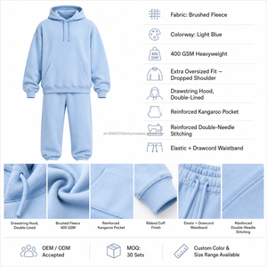 Chándal Deportivo Otoñal Personalizado con Bordado, Talla Grande para Hombre, 400GSM, 100% Algodón, Estilo Holgado, Ropa Urbana - Product Image 2