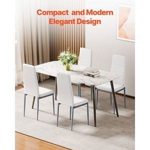 Set Moderno di 4 Sedie Laterali Imbottite in Pelle per Sala da Pranzo, Sedie Salvaspazio per Tavolo da Cucina con Dettagli Decorativi - Product Image 6