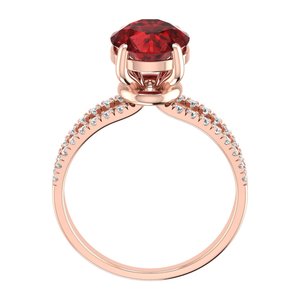 REYES Elegant Design 14K Solid Gold Diamond Engagement <b>Ring</b> <b>For</b> <b>Women</b> Round Brilliant Cut 2 Carat <b>Ruby</b> Gemstone Gifts Jewelry - Product Image 4