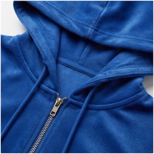 Ensemble survêtement décontracté 2 pièces pour femme : sweat à capuche bleu zippé et pantalon large, coupe ample, couleur unie, manches longues, idéal pour l'automne - Product Image 4
