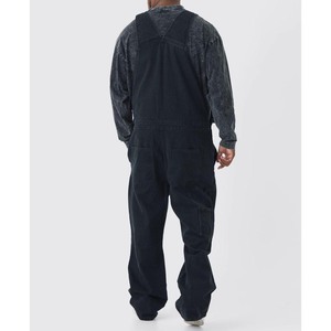 Salopette en jean bleu foncé pour homme, taille haute, coupe ample, déchirée et usée, style décontracté, pantalon de travail pour l'automne - Product Image 2