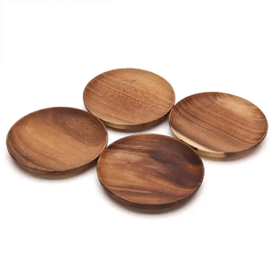 Assiettes en bois, 4 pièces, forme ronde, vaisselle artisanale, assiettes en bois de haute qualité, fournisseur en gros - Product Image 1