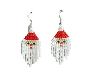 Santa Face Beaded Drop <b>Earrings</b> <b>Red</b> White Crystal Bohemia Women's Christmas Gift Jewelry - Product Image 3