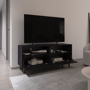 Mobile TV Moderno Patrick con 2 Ante e Ripiani Aperti, Colore Nero - Product Image 2