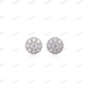 Boucles d'oreilles clous solitaires en or blanc, motif floral, bijoux classiques pour femmes, plaqué argent, au meilleur prix - Product Image 3